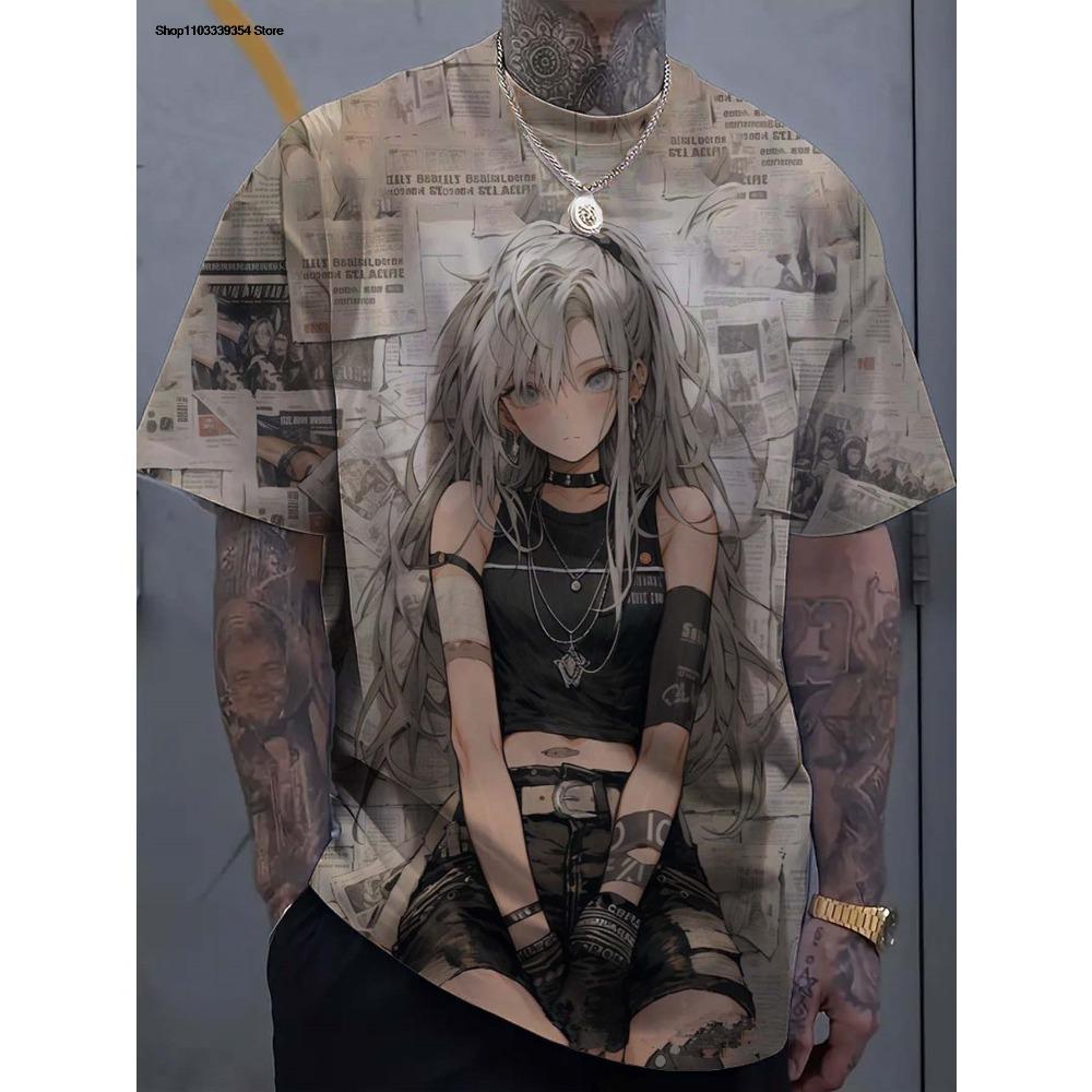 Cartoon sexy girl pattern men's T-shirt 3D printing