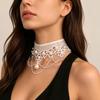 Retro Pearl Lace Choker Necklace: High-End, Versatile Clavicle Chain for Women