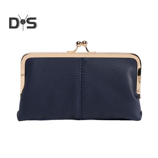 

Женский клатч-кошелек, винтажный клатч с замком-поцелуем, дорожный кошелек из натуральной кожи с отделениями для нескольких карт, держатель для карт для свиданий, вечеринок, шопинга синий