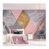 Photo Wallpaper 3D Nordic Style Pink Rhombus Geometry Murals Living Room Bedroom Wall Murals 3D Fresco