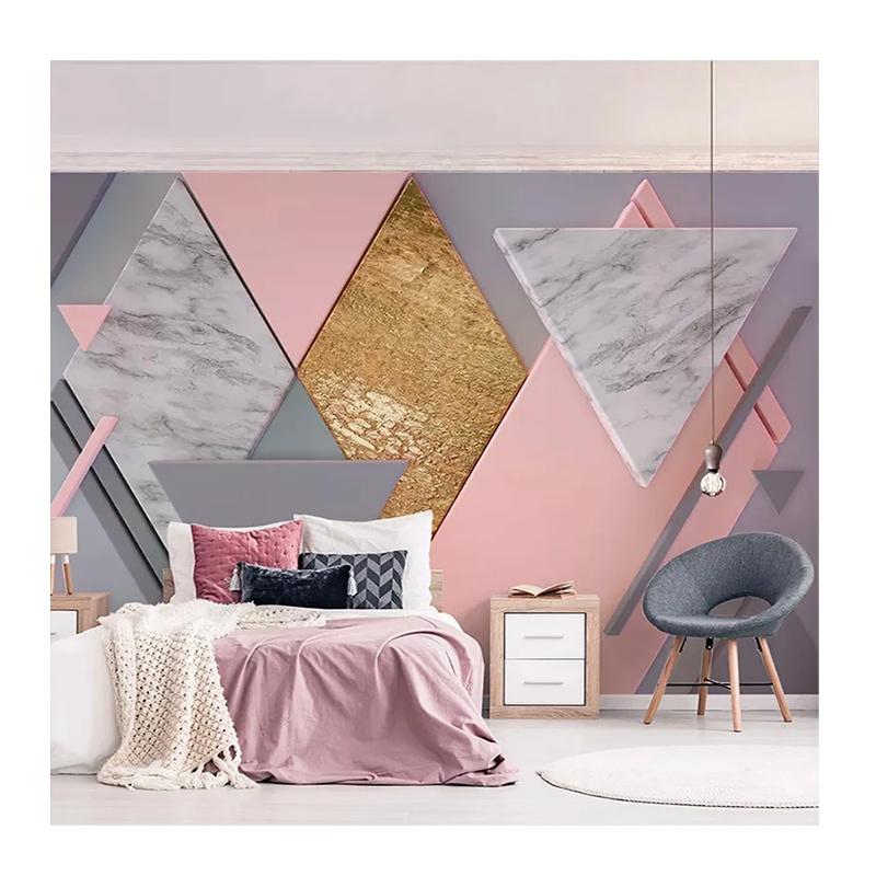 Photo Wallpaper 3D Nordic Style Pink Rhombus Geometry Murals Living Room Bedroom Wall Murals 3D Fresco