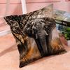 1Pc African Elephant Safari Cushion Cover, Vintage Wildlife Print Throw Pillow Case For Home Sofa Bedroom Decor