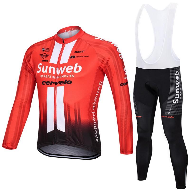 Herren Damen Radsport Trikot Trägerhose Set Atmungsaktiv Langarm Rennrad Outfit