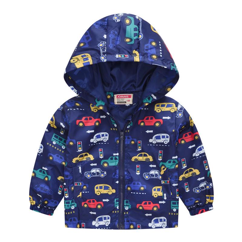 Bedruckte Jacke Strickjacke Kinder Mädchen Jungen Kapuzen Langarm Reißverschluss Blumen Auto Cartoon Windjacke