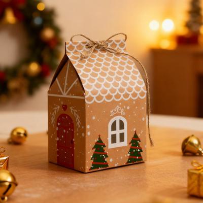 24 Pcs Christmas Cottage Gift Box 3D Pop Up House Shaped Gift Box Paper Treat Box for Holiday Party Favors Cookie Candy Packaging