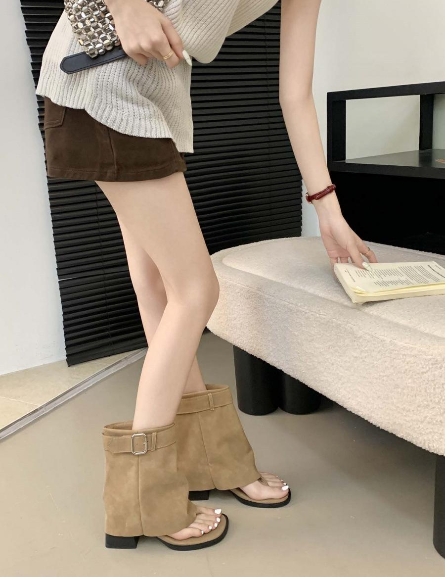 

2025 summer new flip-flops cool boots Maillard pant boots Spice girl western cowboy boots sandals women 39 хаки