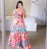2025 European & American Women's Floral One-Shoulder Long Dress - Spring/Summer Fashion