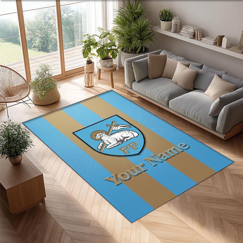 Preston North End Printed Crystal Velvet Rug Non‑Slip Crystal Velvet Carpet For Sofa Bedroom Indoor Home Decoration