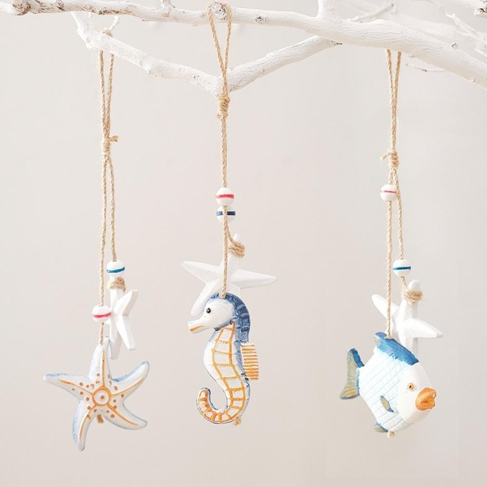 Wooden Material Ocean Animal Pendant Jute Rope Wall Pendant Decoration Home Decoration