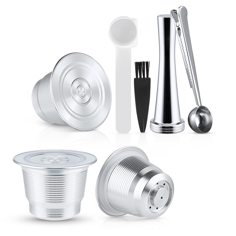 Capsula Caffè Ricaricabile Nespresso Pod Filtro Caffè Espresso in Acciaio Inossidabile con Pressino Capsula Riutilizzabile Articoli per Caffè