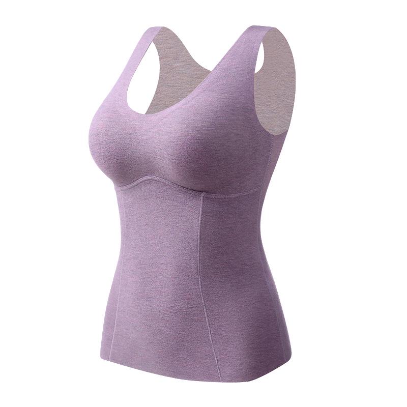 Women's Cashmere Silk Padded Vest: Warm, Plus Velvet Inner Top 4033