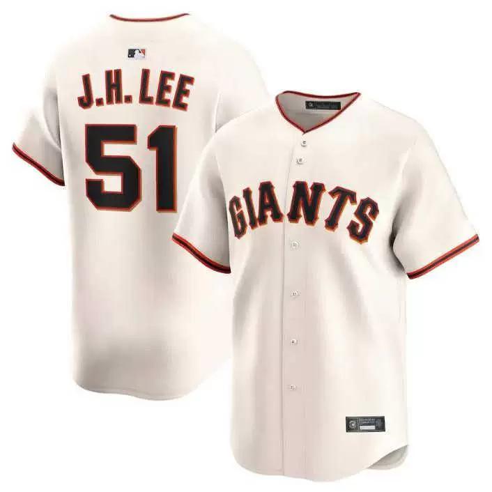 2025 San Francisco Giants San Francisco Giants No. 51 Jhlee Baseball Jersey 2XL, 110KG белый