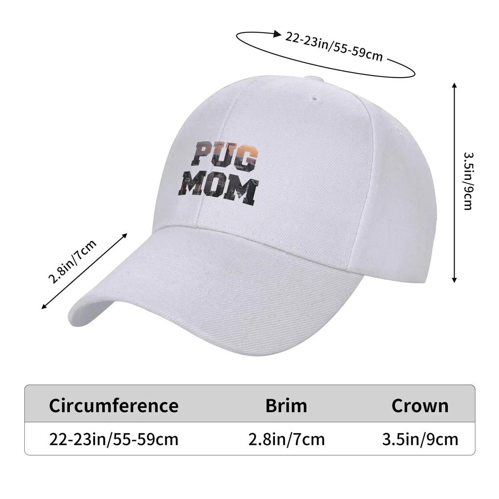 Pug Mom City Design Sun Baseball Cap Summer y2k Funny Trucker Hat For Unisex-Teens Kpop Rock Hats