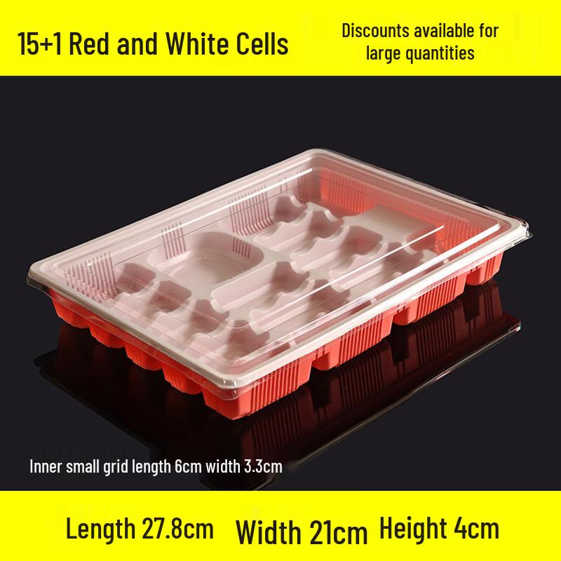 Handun Disposable Plastic Dumpling Freezer Tray, 15+1 Compartments