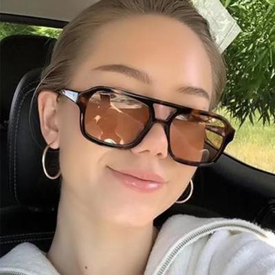 Square Double Beam Sunglasses Men's and Women's Retro Personalized Marine Piece Glasses Sunglasses