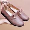 Fashion Spring Autumn Bow Mom's Flat Loafers Soft Sole PU Leather Shoes for Women Slip On Comfortable Casual Shoes Grandma Gift Loafers