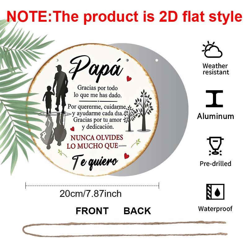2D Flat Father's Day Themed Aluminum Decorative Signs and Plaques In Various Sizes. Featuring A Spanish Father-son Silhouette, These Are Ideal for