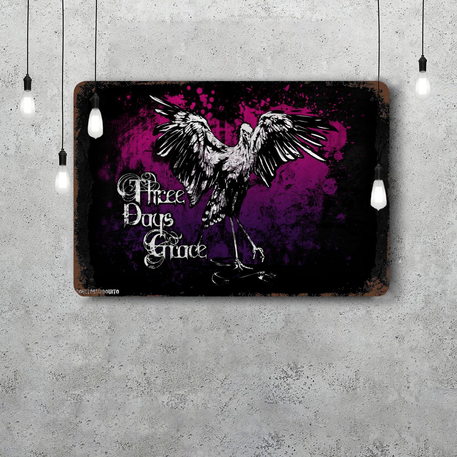 

three days grace band Decor Poster Vintage Tin Sign Metal Sign Decorative Plaque for Pub Bar Man Cave Club Wall Decoration 20x30cm（7.8x11.8inch）