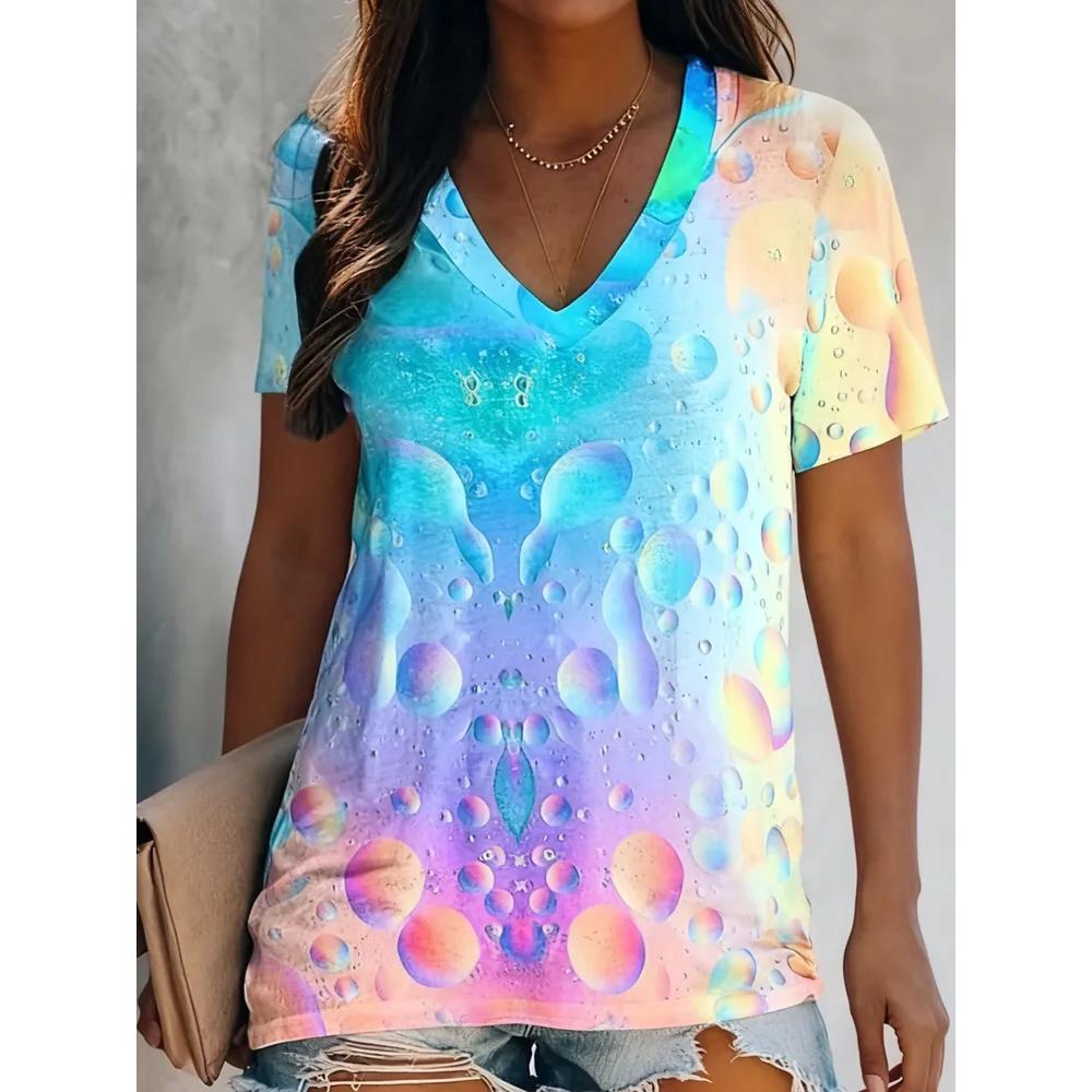 Fashion Versatile Women's V-Neck Top Casual Comfortable Short Sleeve T-Shirt Daily T-Shirts Women’s