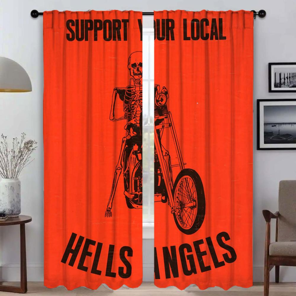 Hells Angels Gardiner för Sovrum Halloweendekoration Heminredningsgardiner för Vardagsrum Avskärmningsgardiner Mörkläggningsgardin