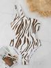 Costume da bagno bikini a righe diagonali con stampa, scollatura sulla schiena, spalline doppie, per la spiaggia