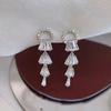 Huitan Gorgeous Cubic Zirconia Dangle Earrings for Women Temperament Bridal Wedding Ear Accessories High-quality Trendy