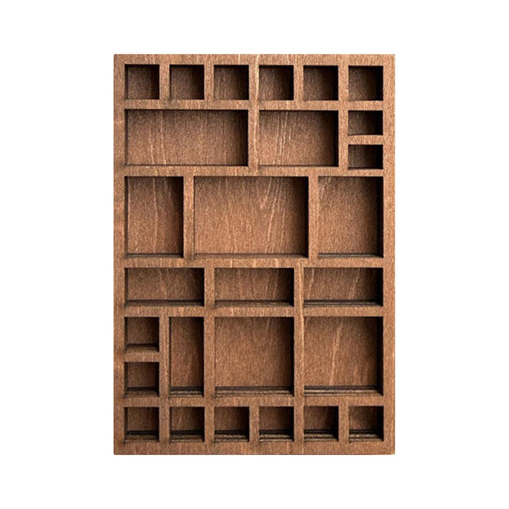 Hölzerner Miniatur Schmuckständer mit 12 Gitterfächern zur Aufbewahrung von Mineralien und Sammlerregal Organizer