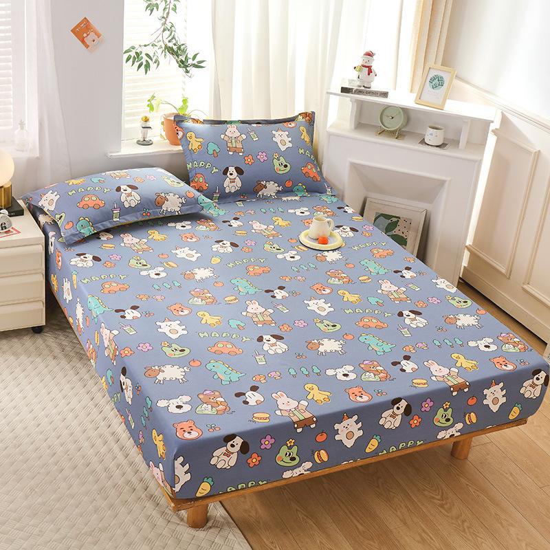 New Pure Cotton Single Bed Sheet Cartoon Small Fresh All Cotton Bed Sheet Single Double Mattress Protective Cover