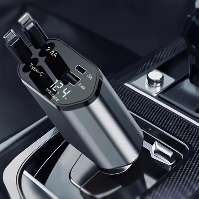 Caricabatterie rapido per auto 4 in 1 100 W PD con cavi integrati per iPhone e USB-C - Smart Safety
