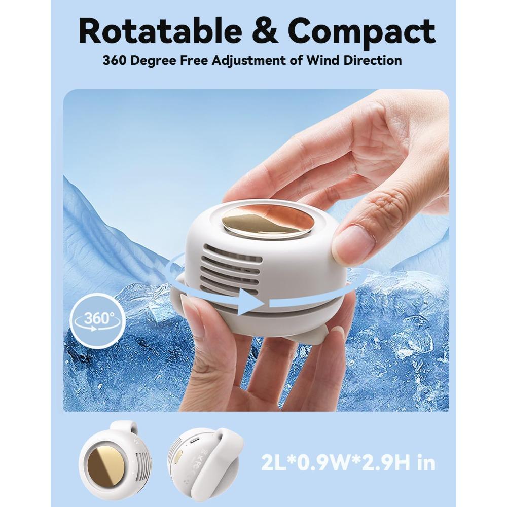 Portable Silent Mini Bladeless Fan Clip On, Small Fan Clip on for Shirt & Waist, Adjustable 3-Speed Suspended Whirlwind Fans