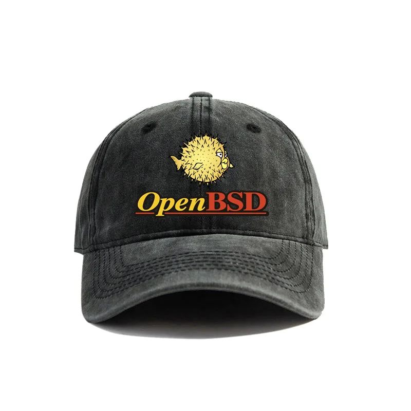 OpenBSD Baseball Caps Distressed Hats Cap Men Women Retro Outdoor Adjustable Hats Leisure Outdoor Sun Protection