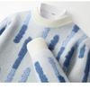 Men's European Style Winter Wool Color Block Sweater - Thickened Jacquard, High-End Casual Base Layer for Autumn/Winter 2025