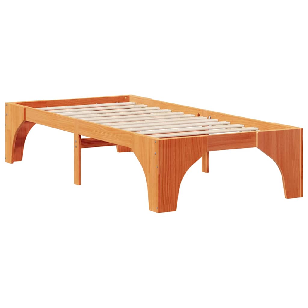 Brown Bed Frame 31.5 x 78.7 in (80 x 200 cm) Solid Pine Wood