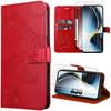 Protective Case - BOOLING - Samsung Galaxy A36/A56 5G - Red Leather Effect - Butterfly Pattern - 2 Tempered Glasses