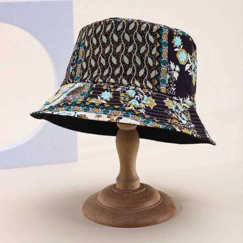 Ethnic Style Hat Sun Hat Bucket Hat Summer Double-Sided Outdoor Ultraviolet Sun Hat