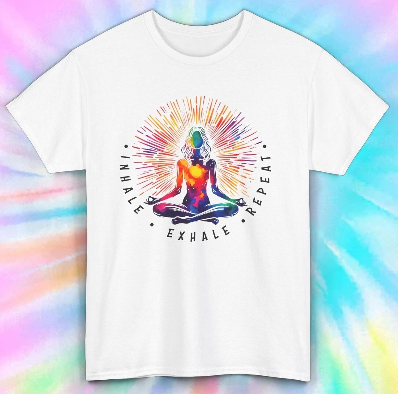 Inhale Exhale Repeat Shirt | Vibrant Yoga Pose Design Tee S-5XL S