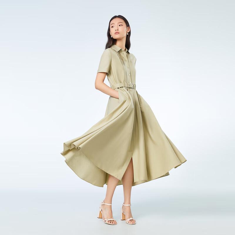 OVVOVV Women's Shirred Waist A-Line Short Sleeve Dress