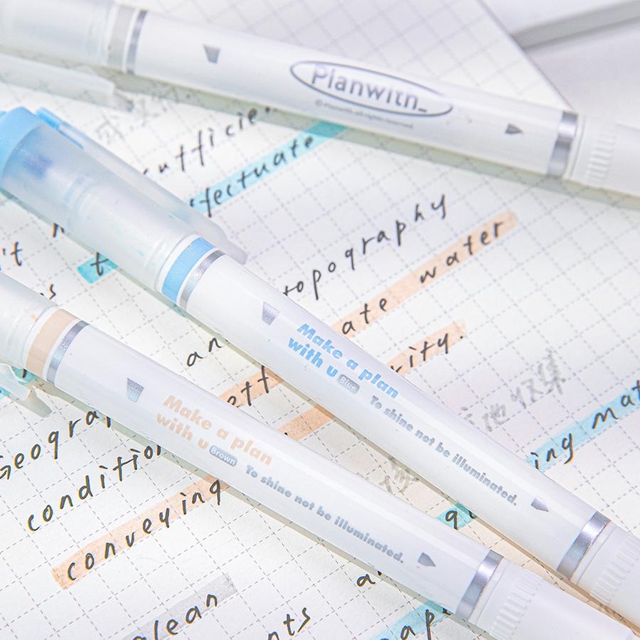 3pcs Double Ended Highlighter Pens Set Juicy & Light Color Marker for Reading Drawing Art Painting