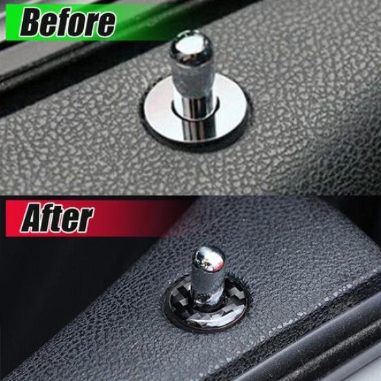 4pcs Car Door Lock Pin Ring Trim Cover For Dodge Charger 2015-2023 Carbon Fiber