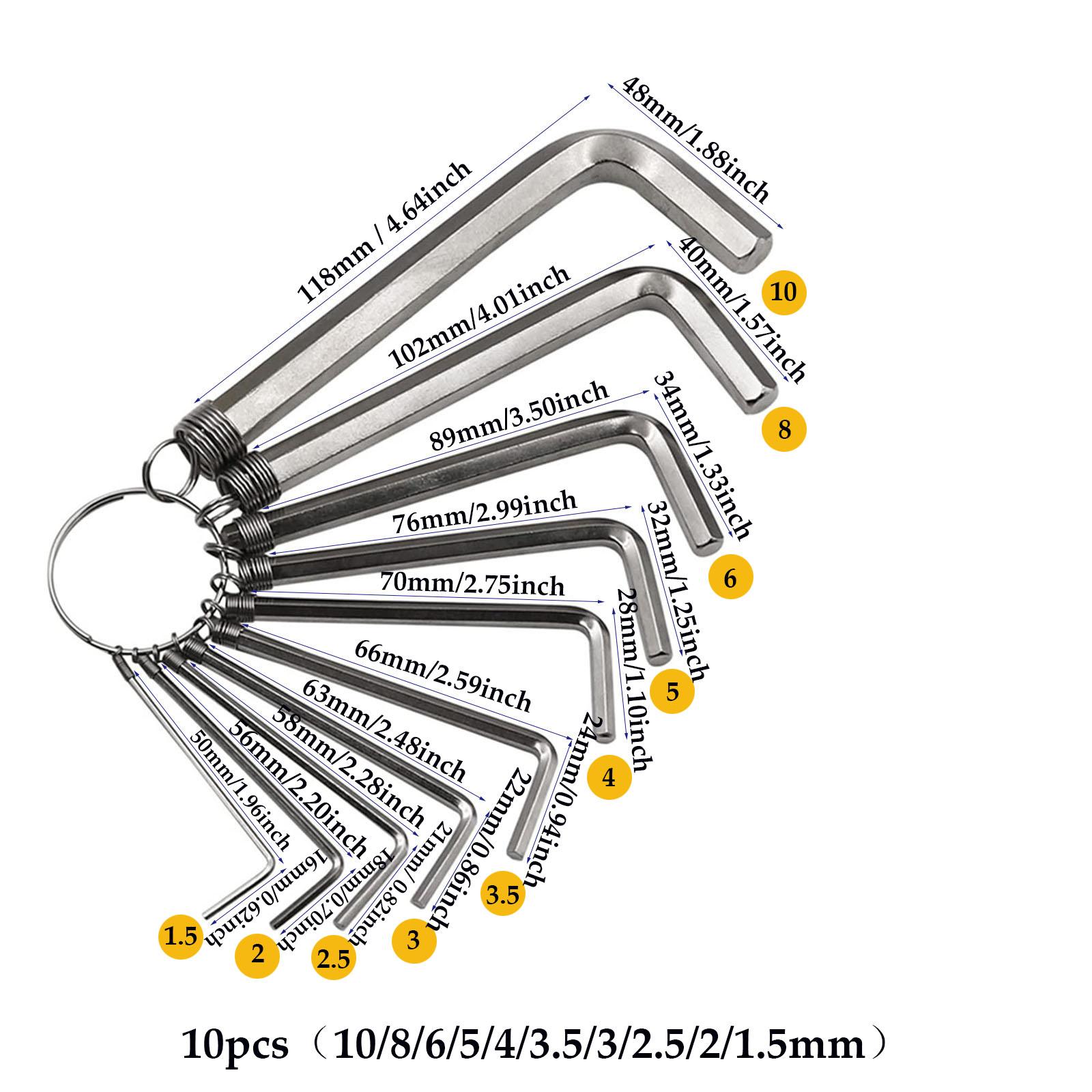 

8 шт. 10 шт. 1,5-10 мм мини-шестигранник с шестигранной головкой для ключей, набор гаечных ключей, набор отверток, инструмент из легированной стали 10pcs