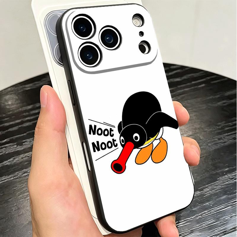 Cartoon P-Pingu Penguin Soft Phone Case for iPhone 16 16E 17 Air 15 Pro Max 14 Plus 13 Mini 11 12 7 Black Cover Back Shell