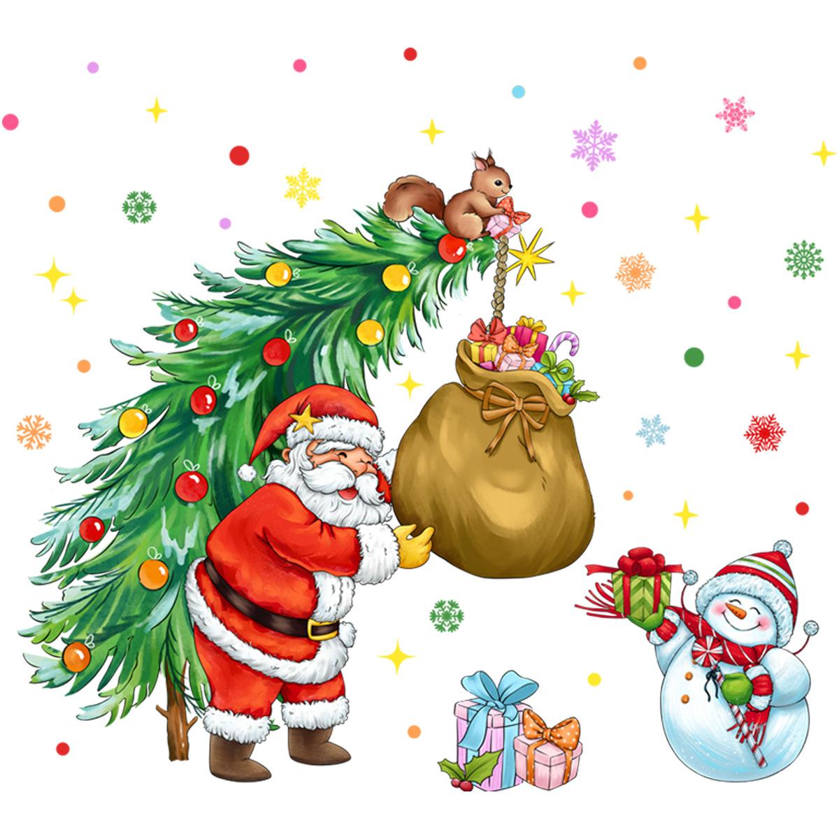 

Санта-Клаус снеговик наклейка на стену спальня цвет происхождение снежинка декоративная наклейка на стену самоклеящаяся наклейка производитель