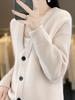 Women's Solid Color Wool Cardigan: Loose Knit, Thickened Outerwear, Versatile Lazy Layer Top for 2024