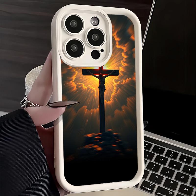 Phone Case for iPhone 17 Air 16E 15 16 Pro Max God Jesus Pray Cross Bible Cover 14 Plus 13 12 Mini Soft Shell Silicone Fundas