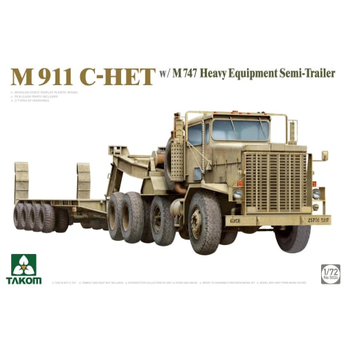 TAKOM 1/72 Scale M911 C-HET Tank Transporter/M747 Heavy Equipment Semi-Trailer Plastic Model Kit TKO5024 (Military Vehicle)