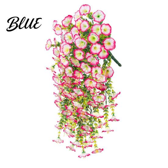 Wedding Artificial Flowers for Outdoor Fake Hanging Morning Glory with Eucalyptus Leaves UV Flower Bouquet Resistant Faux Plants Petunias