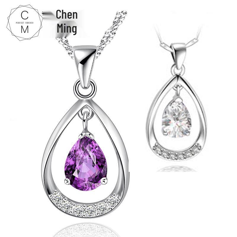 Angel's Tears Teardrop Pendant Necklace: 925 Sterling Silver Korean Fashion Jewelry for Women