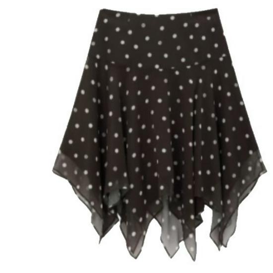 Designer Brand Irregular Hem Polka Dot Midi Skirt - Spring Niche Design Small