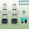 Balcony and Rooftop Vegetable Planting Box with Tomato Cage: Durable Plastic Flower Pot Container for Home Gardening.