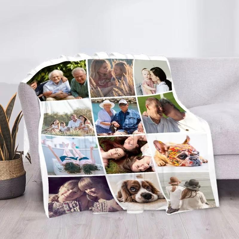 Custom Blanket With Picture Collage Blankets Birthday Souvenir Christmas Gifts Throw Blanket